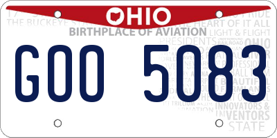 OH license plate GOO5083
