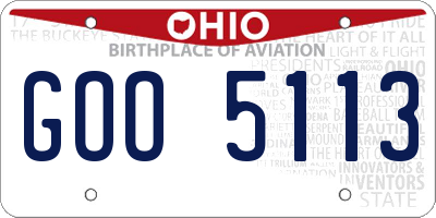 OH license plate GOO5113