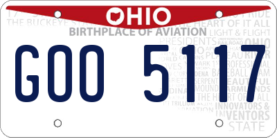 OH license plate GOO5117