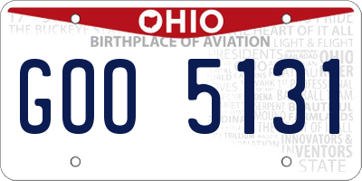 OH license plate GOO5131