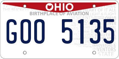 OH license plate GOO5135