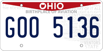 OH license plate GOO5136