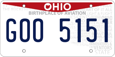 OH license plate GOO5151