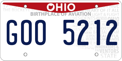 OH license plate GOO5212