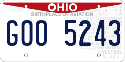 OH license plate GOO5243