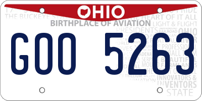 OH license plate GOO5263