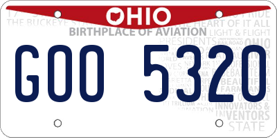 OH license plate GOO5320