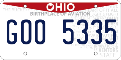 OH license plate GOO5335