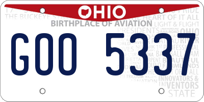 OH license plate GOO5337