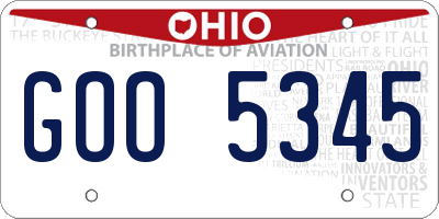 OH license plate GOO5345