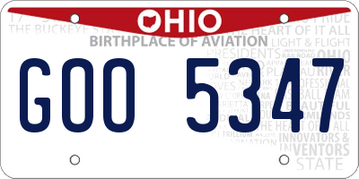 OH license plate GOO5347
