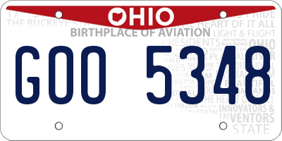 OH license plate GOO5348