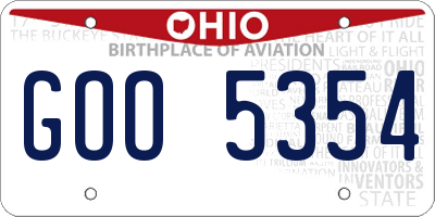 OH license plate GOO5354