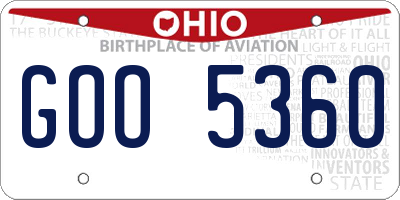 OH license plate GOO5360