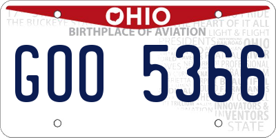 OH license plate GOO5366