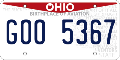 OH license plate GOO5367