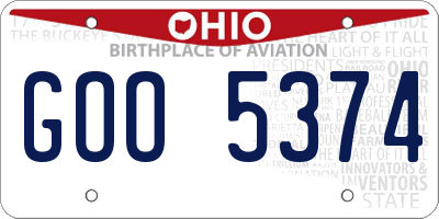 OH license plate GOO5374