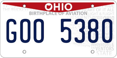 OH license plate GOO5380