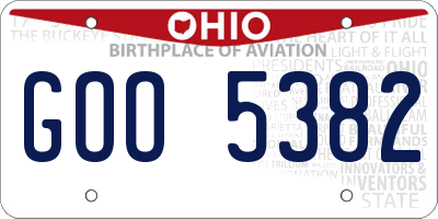 OH license plate GOO5382