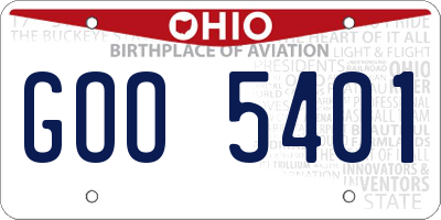 OH license plate GOO5401