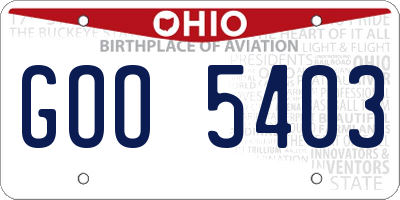 OH license plate GOO5403