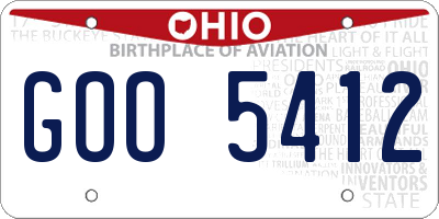 OH license plate GOO5412