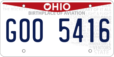 OH license plate GOO5416
