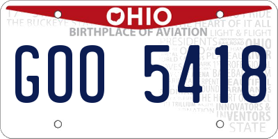 OH license plate GOO5418