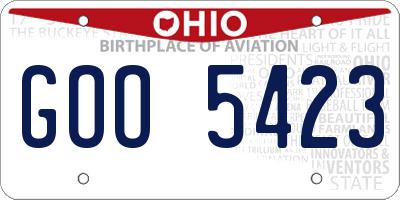 OH license plate GOO5423
