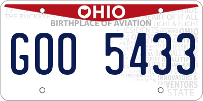 OH license plate GOO5433