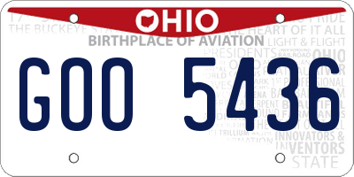OH license plate GOO5436