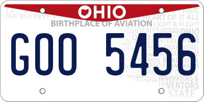 OH license plate GOO5456