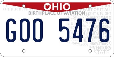 OH license plate GOO5476