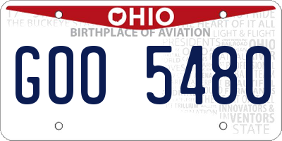 OH license plate GOO5480