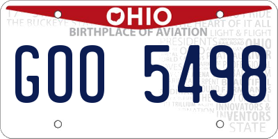 OH license plate GOO5498