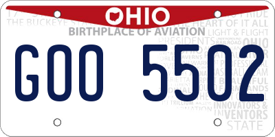 OH license plate GOO5502
