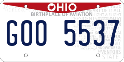 OH license plate GOO5537