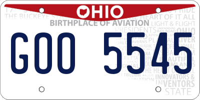 OH license plate GOO5545