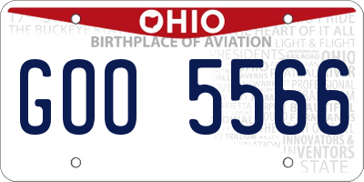 OH license plate GOO5566