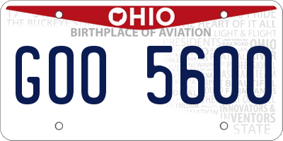 OH license plate GOO5600