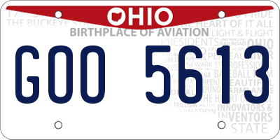 OH license plate GOO5613