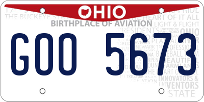 OH license plate GOO5673