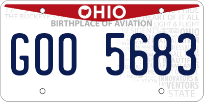 OH license plate GOO5683