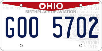 OH license plate GOO5702