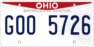 OH license plate GOO5726