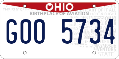 OH license plate GOO5734