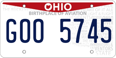 OH license plate GOO5745