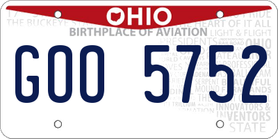 OH license plate GOO5752