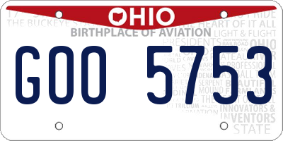 OH license plate GOO5753