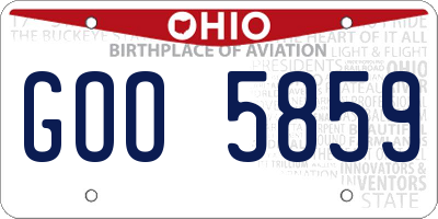 OH license plate GOO5859